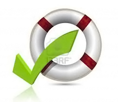 lifepreserver and green check mark